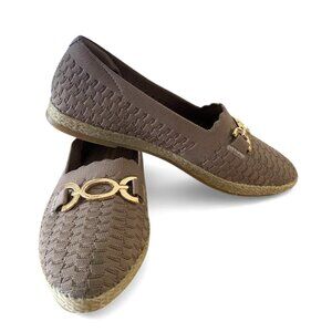 Skechers Ladies Cleo Jute Flat Shoes Air Cooled Memory Foam Size 8 Moc Color